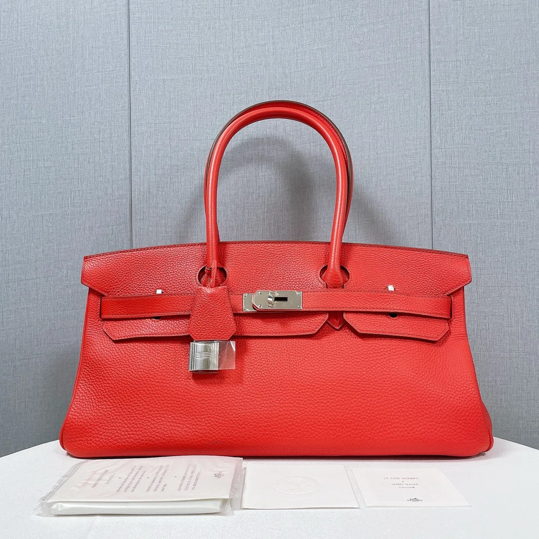 99新 Hermes/爱马仕 闲置新Hermes shoulder birkin42国旗红框R包