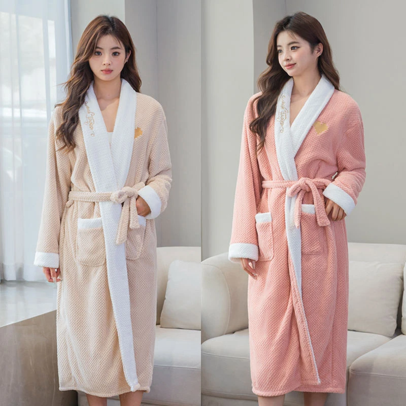【如之纺】可穿式浴巾女珊瑚绒浴衣学生成人洗澡柔软吸水长款浴袍