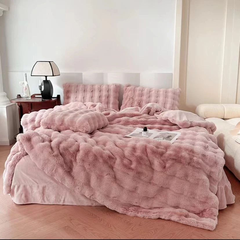 200*230粉色11斤【冬季托斯卡纳兔兔加厚加绒被】亲肤柔软被纯色