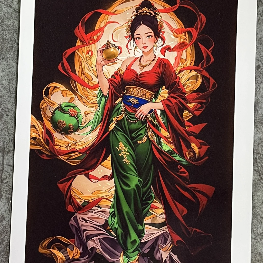 高级敦煌飞天临摹卡儿童创意美术明信片马克笔卡通动漫人物