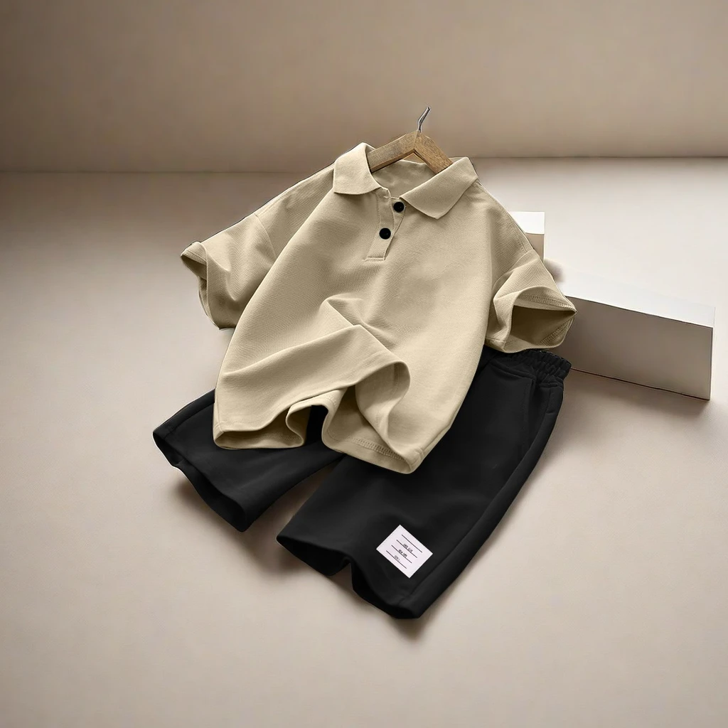 小众潮牌童装儿童12-15岁大童男装polo套装洋气夏季男孩中大童t恤