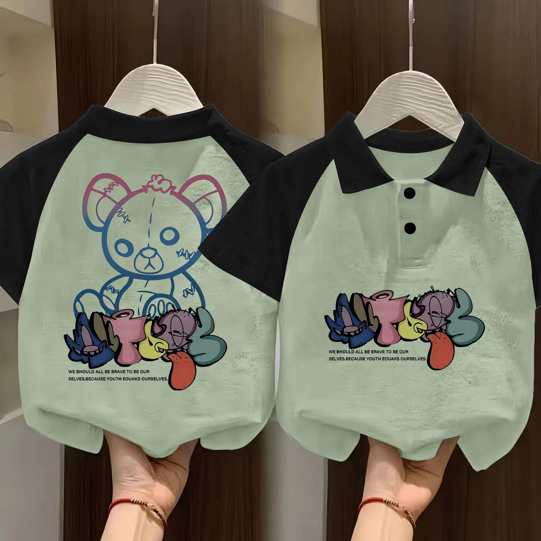 儿童polo衫夏季男童炸街短袖T恤2024新款中大童洋气夏装薄款上衣