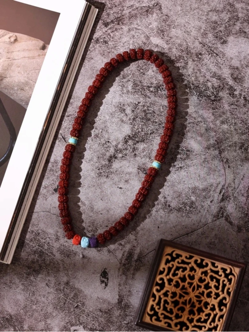 懒人串双圈纯血老树王藏式双面精雕双圈小金刚配饰颜色随机