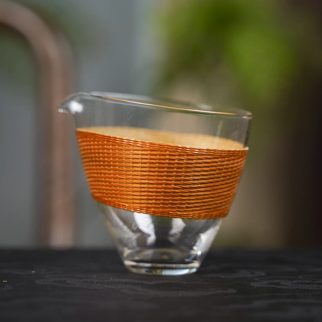 竹丝精编斜口水滴公道杯（PY43）