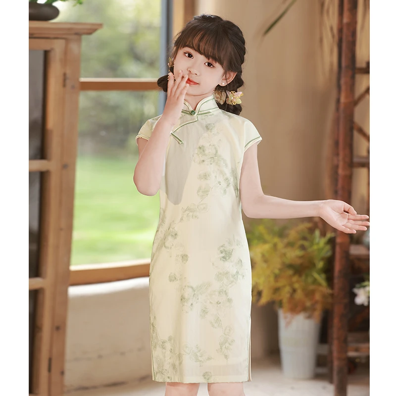 女童旗袍2024新款古装改良连衣裙儿童新中式优雅汉服连衣裙中国风