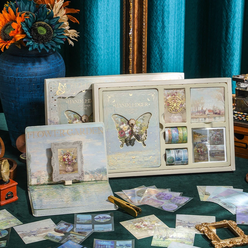 复古油画镂空手账本精装本礼盒高颜值学生实用学习奖励生日礼物