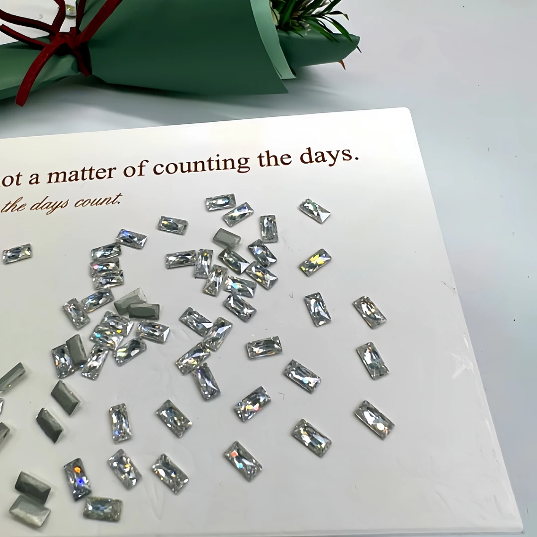 Yy【5A平底倒边长条锆石】2.5*5mm镀底工艺高品DIY超闪爆闪美甲钻