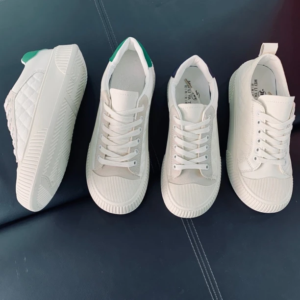 底饼干小白鞋2024新款厚春秋百搭格子厚底帆布鞋学生板鞋潮流女鞋