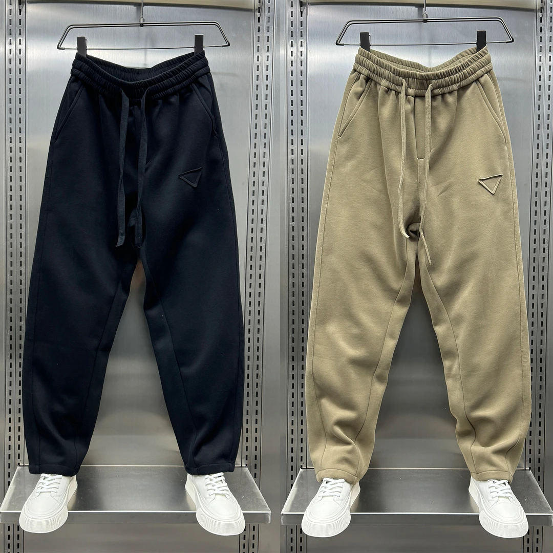 美式痞帅休闲裤男秋冬卫裤纯色精神阔腿弯刀裤潮牌宽松百搭运动裤