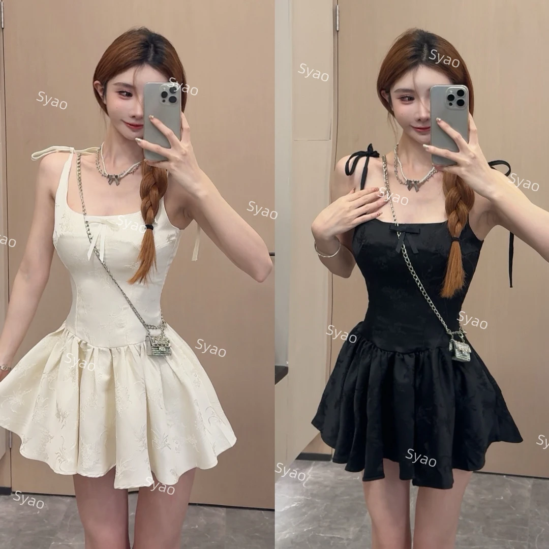 思瑶【偷心辣妹】蝴蝶结提花黑色公主蓬蓬裙#0624