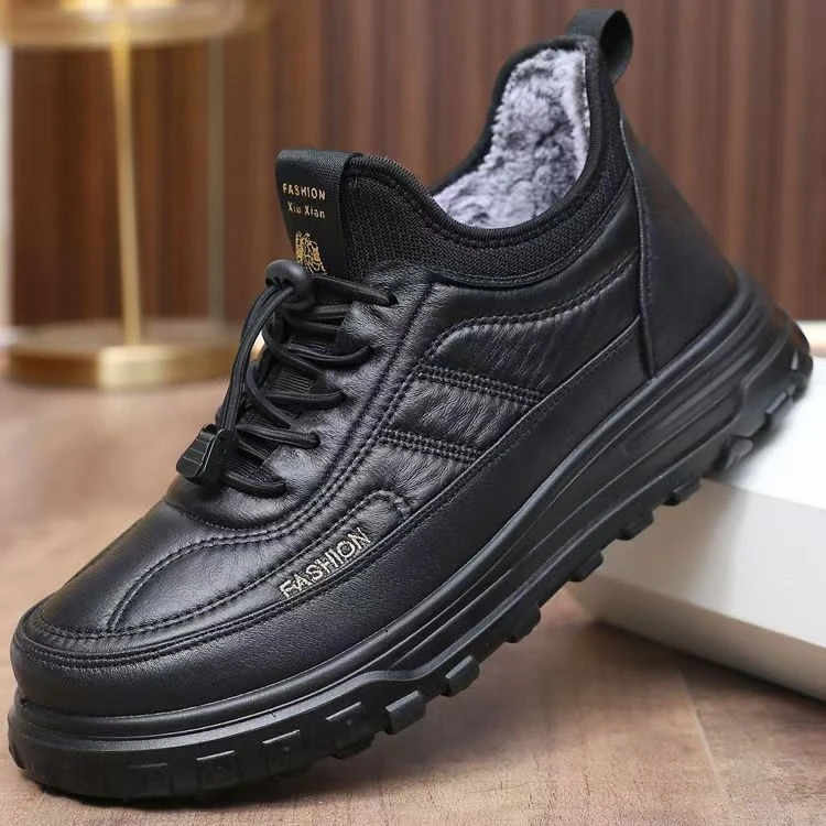 男鞋休闲爸爸鞋男士中老年软底防水加绒防滑保暖冬季加厚xwz