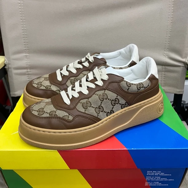 gucci饼干鞋棕色 38.5码原盒配件 95新 公价4099 女鞋板鞋时尚