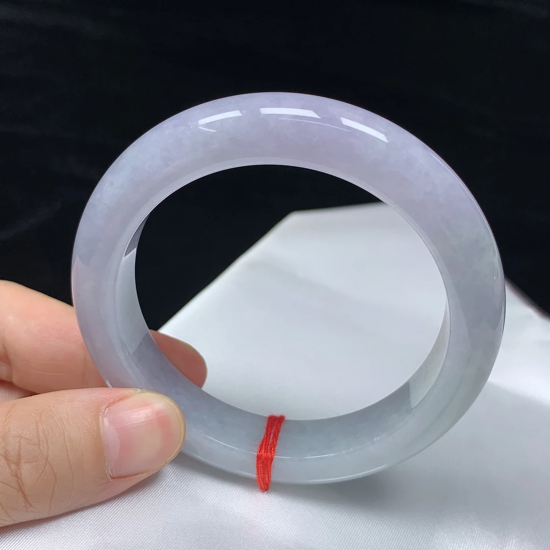 57圈紫罗兰缅甸天然翡翠A货正圈手镯少女款时尚百搭平安镯无纹裂