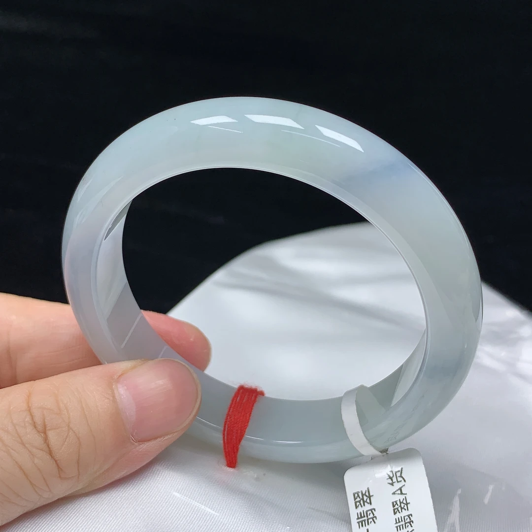 57/58圈缅甸天然翡翠A货正圈手镯少女款时尚百搭平安玉镯无纹裂