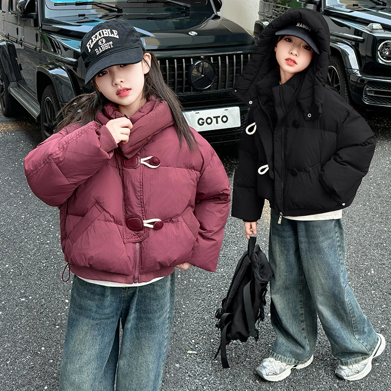 女童棉衣外套2024冬季新款6-12岁潮款中大童韩版保暖加厚连帽棉服