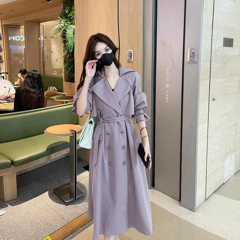 LiixuSP春季新款英伦风大衣外套女中长款气质休闲宽松风衣24F093