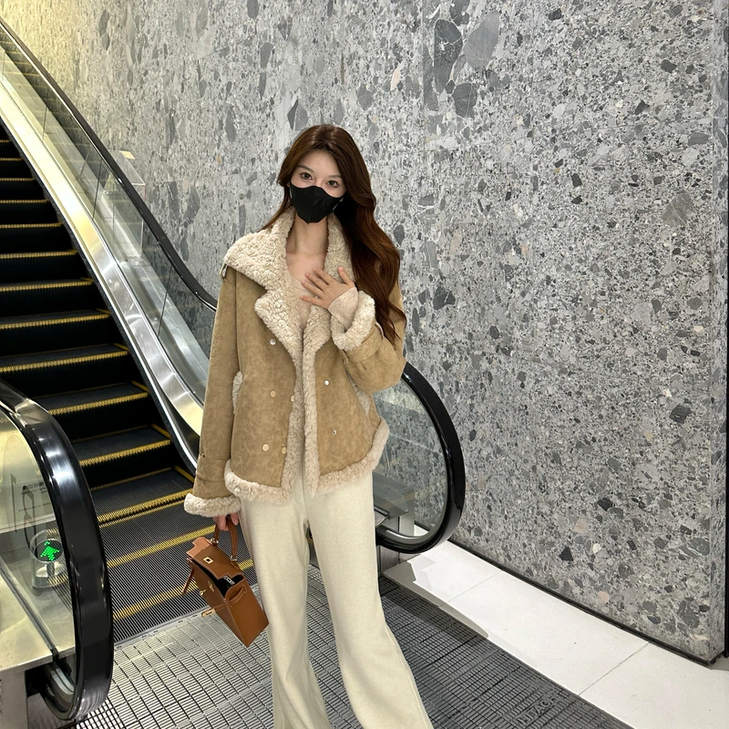 【薇哥内部自营】美式复古短款外套女秋冬宽松夹克加厚网红机车服