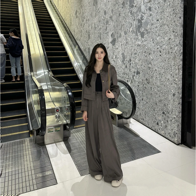 Liixu美式高级感夹克短外套女上衣宽松两件套24TZ106