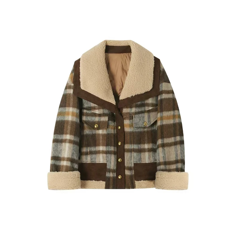 【羽绒款】Liixu韩版气质女装冬季新款保暖加厚撞色短外套L48YR019