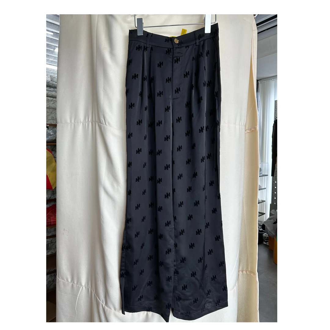 G. yantong/郭彦彤字母提花阔腿裤 显瘦气质小众设计款休闲KZ125