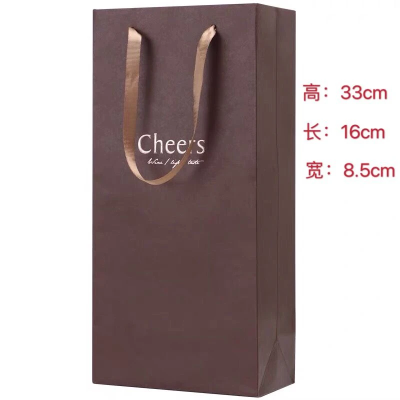 烫金新款红酒手提袋100红酒袋子礼品纸袋双支葡萄酒包装袋可定制