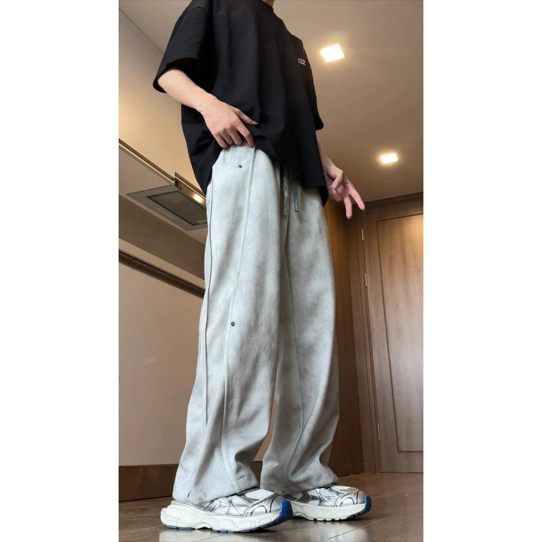 【KUN SI】高街巴家重磅水洗美式运动休闲裤卫裤百搭情侣休闲拖地裤