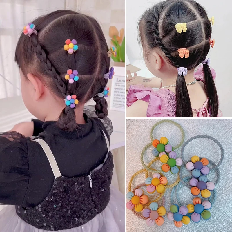 【爱咪儿】五色花蝴蝶结糖果色发圈发绳可爱儿童小女孩发饰编发