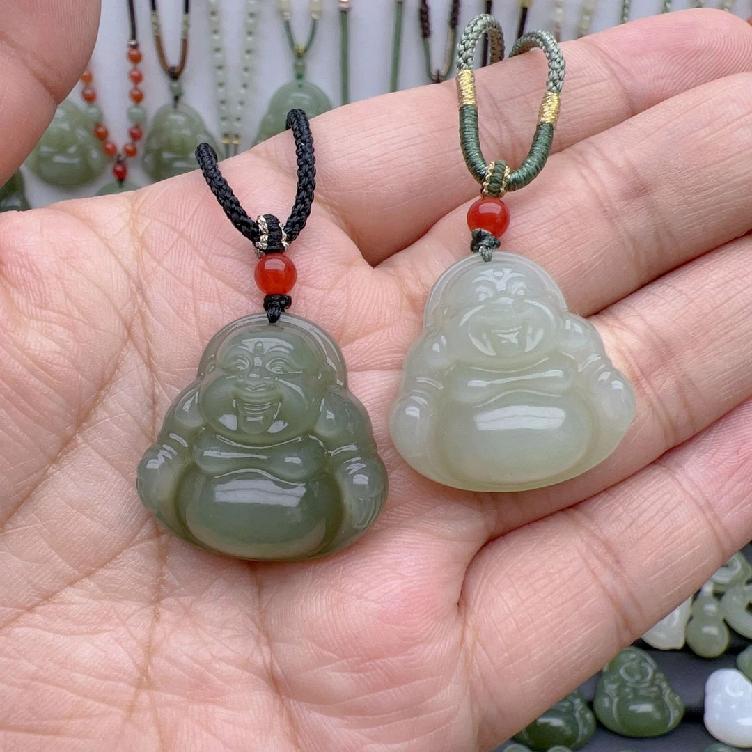和田玉微瑕25玉佛吊坠精美大肚佛玉坠玉质冰透油润有包容能接受拍