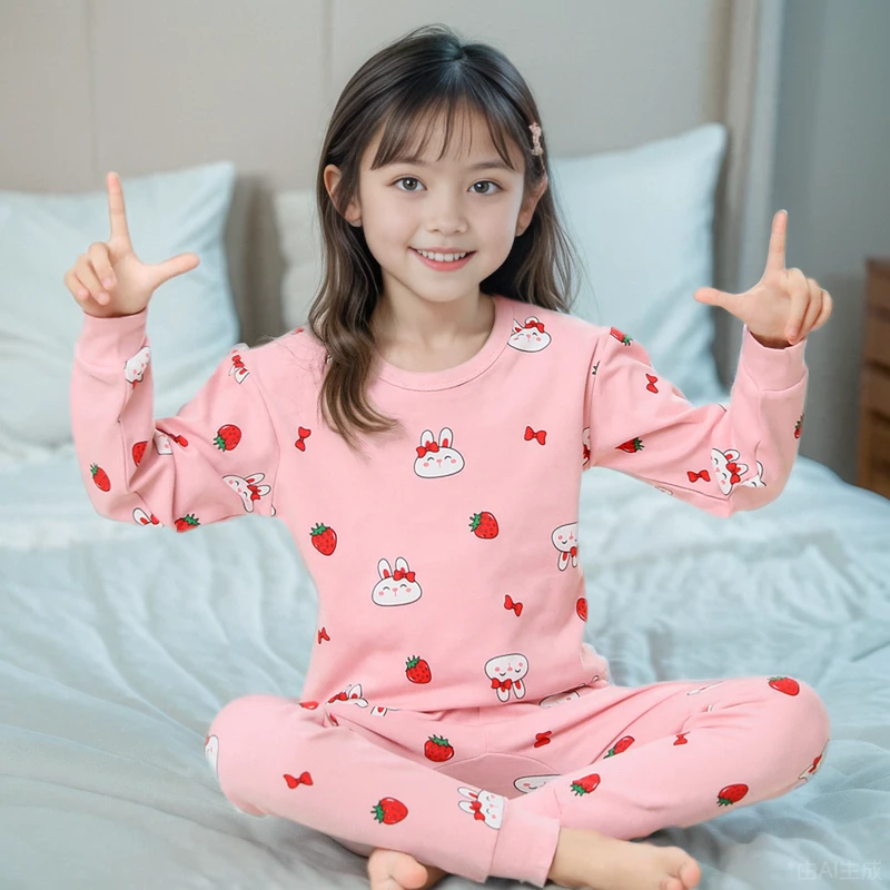 女童秋衣秋裤全棉儿童内衣套装家居服女孩春秋棉毛衫宝宝长袖睡衣