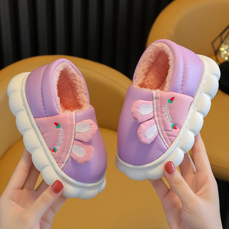 儿童棉拖鞋冬季女童卡通防水保暖毛绒包跟家居鞋男童小孩宝宝棉鞋