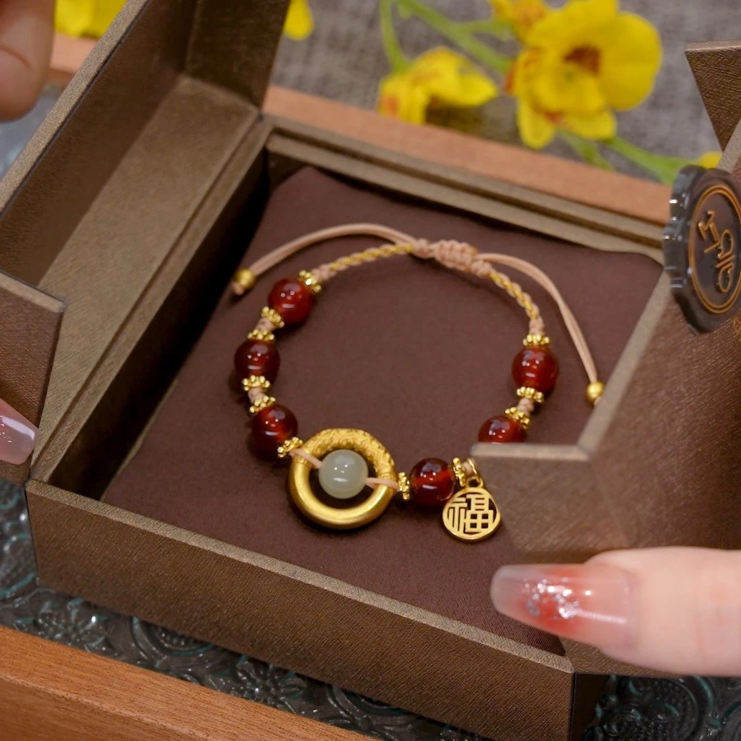 唐小福【一生所爱】天然玛瑙情侣闺蜜全珠款手链百搭生日纪念礼物