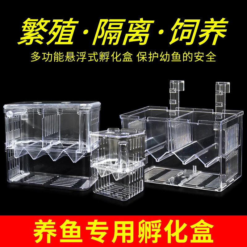 鱼缸隔离盒孔雀鱼孵化盒热带鱼小鱼苗幼鱼繁殖盒悬浮式繁殖器透明