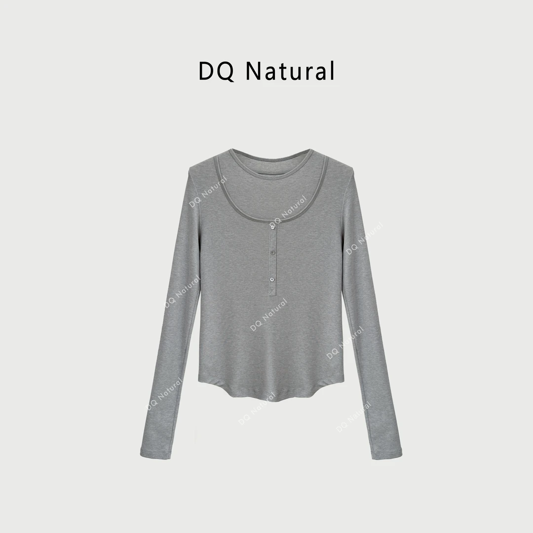 “清货特惠，NO退NO换”【DQ Natural】假两件长袖上衣打底衫 762743