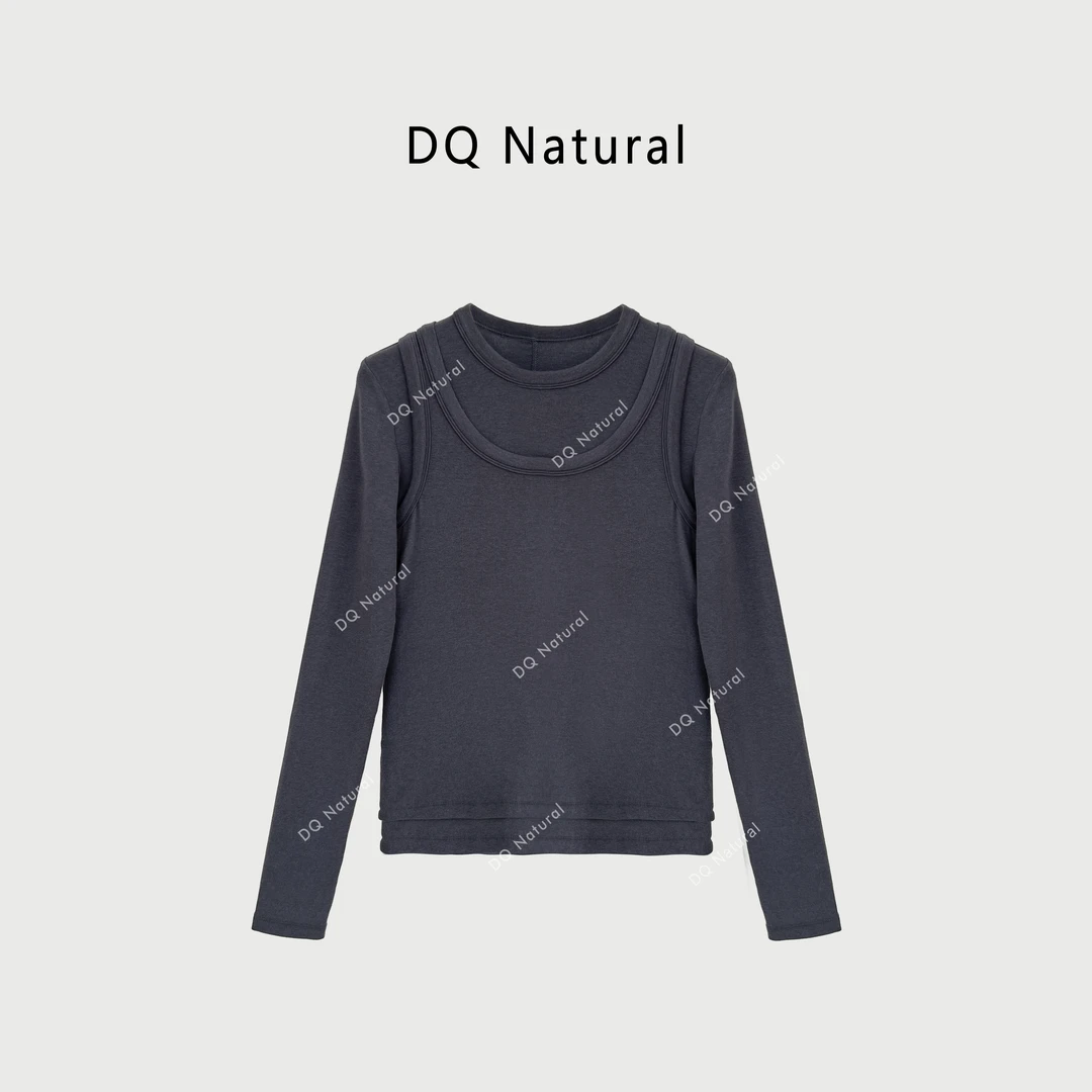 【DQ Natural】纯色真两件套叠穿绵羊毛上衣 766397