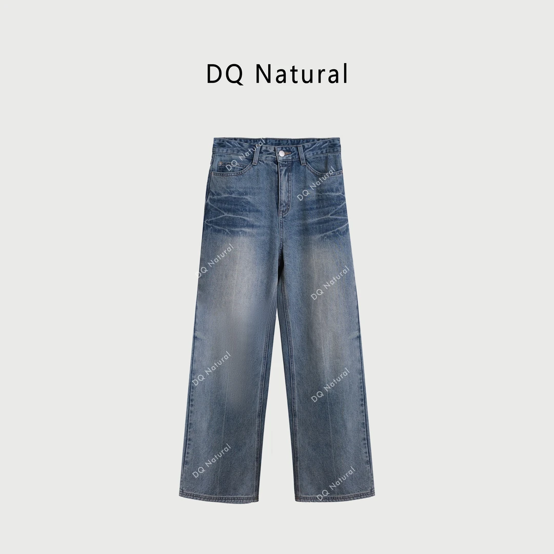【DQ Natural】率性经典怀旧蓝中腰宽松牛仔裤 762506