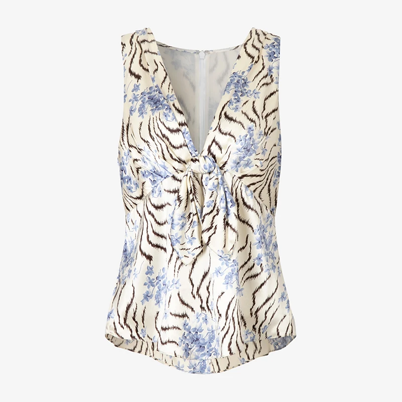 法拉鸣哥CQ深V领印花无袖上衣FCQ241004S0199