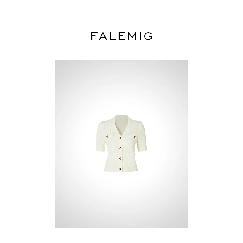 FA复古扣针织上衣FFA242038M0199