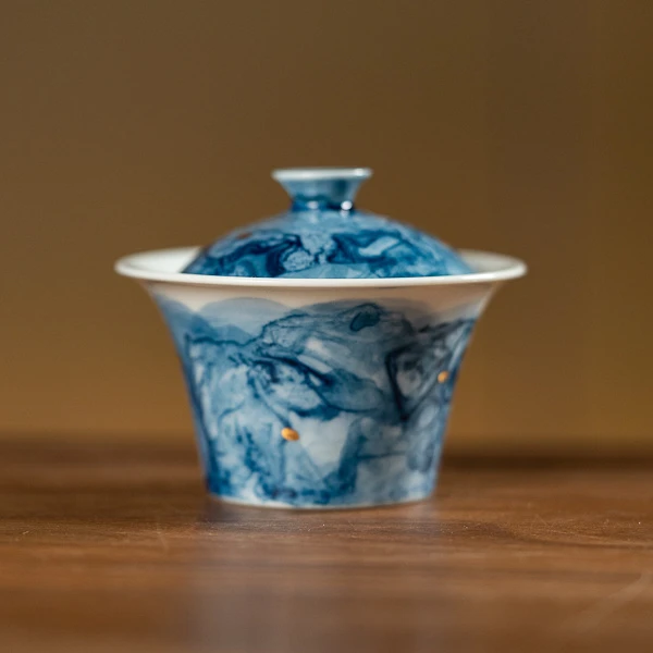 【学茶严选】水墨青花二才盖碗 泡茶盖碗