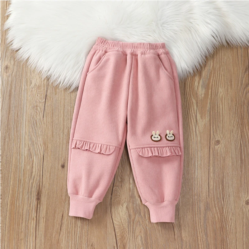 女童宝宝长裤萌娃穿搭春秋冬洋气小童休闲灯芯绒裤儿童束脚裤加绒