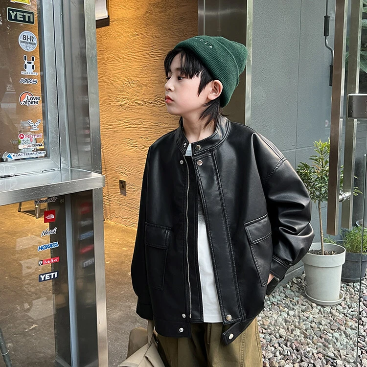 儿童中大童时尚春秋款机车皮衣-A33