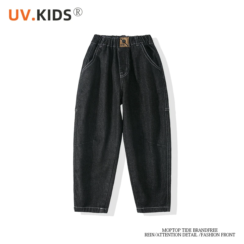 男童黑色牛仔裤中大童装长裤-A10