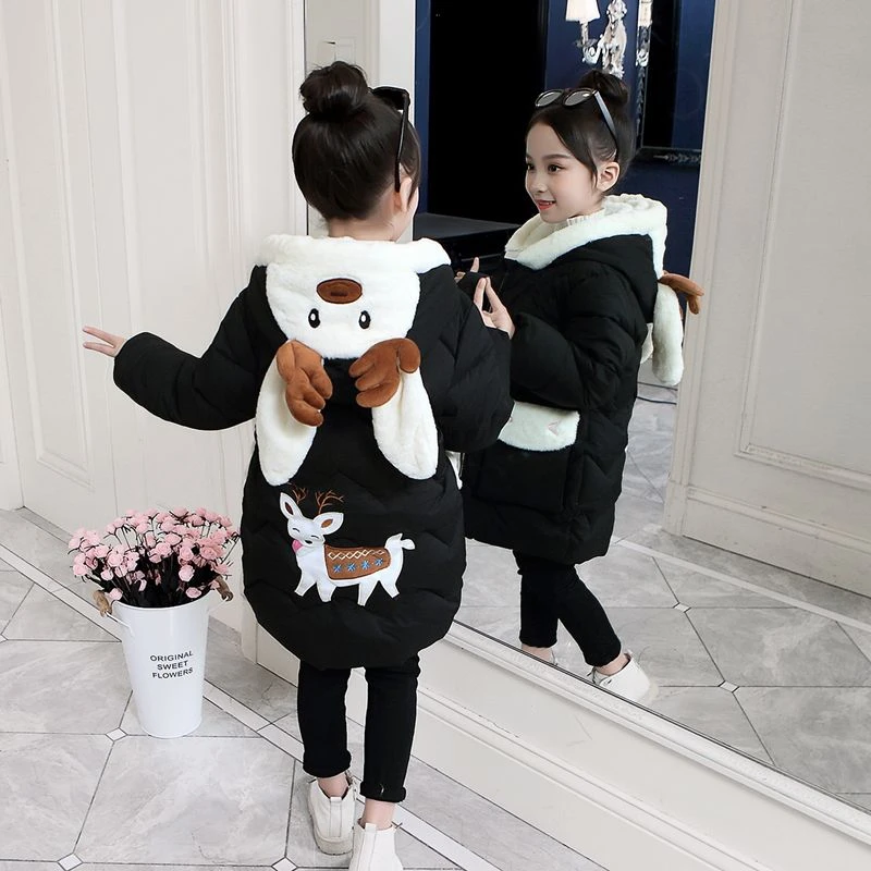 外穿儿童外套冬季小女孩棉服童装中长款棉袄棉内胆宝宝加厚中大童