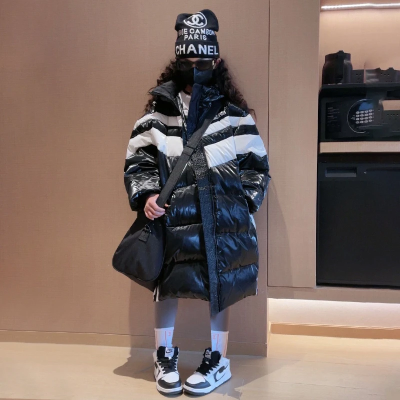 【毛妈潮牌】女童装冬季中长款棉衣2023新款中大童洋气时尚过膝棉衣