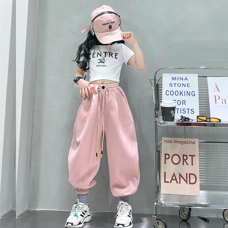【毛妈潮牌】女童春秋百搭针织卫裤2024中大童韩版宽松洋气休闲裤
