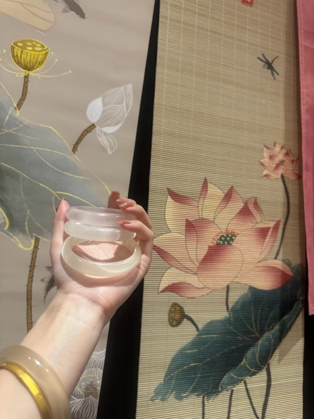 非金属羽毛手镯 猫眼石白月光香槟金浅浅粉手镯