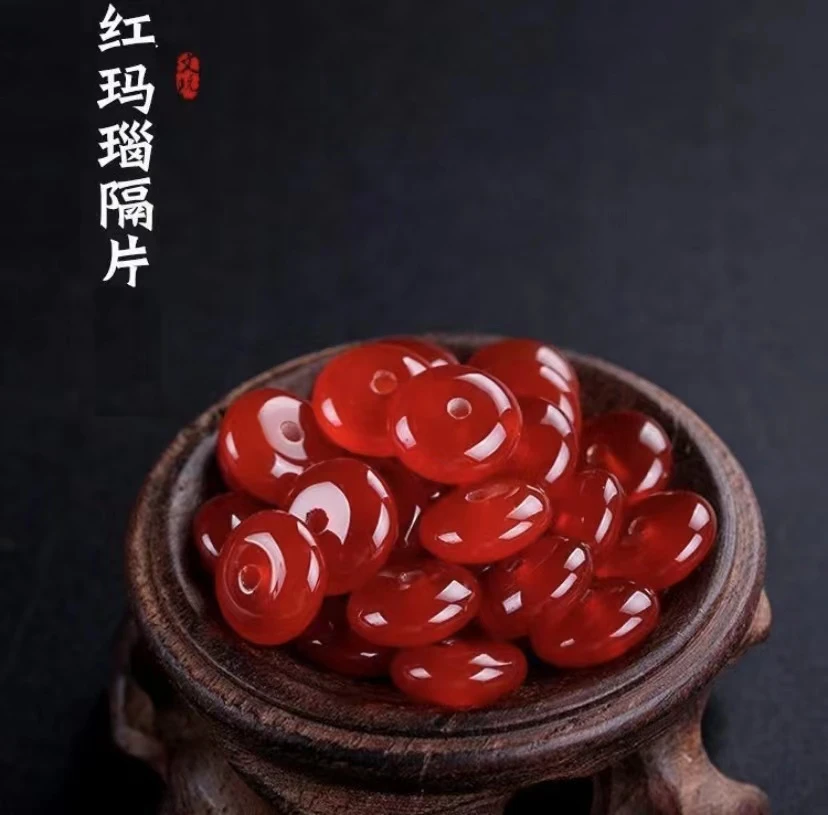 精品红黑玛瑙隔片隔珠红玛瑙散珠算盘珠DIY手链饰品小金刚配件