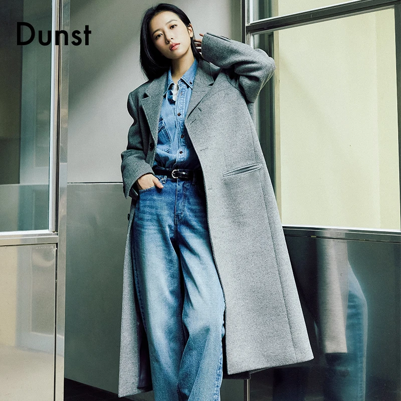 Dunst新款男女中性风单排三粒扣开司米羊毛大衣UDCO4D121
