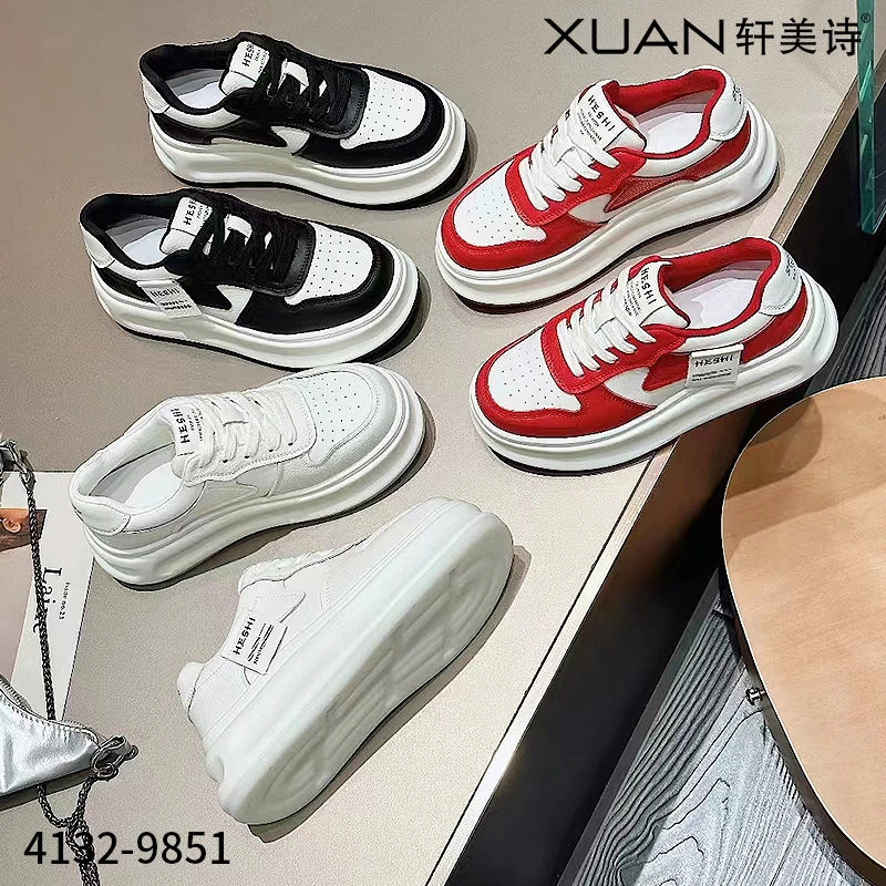 xuanmeishi/轩美诗2024韩版增高厚底拼色休闲板鞋ins潮流