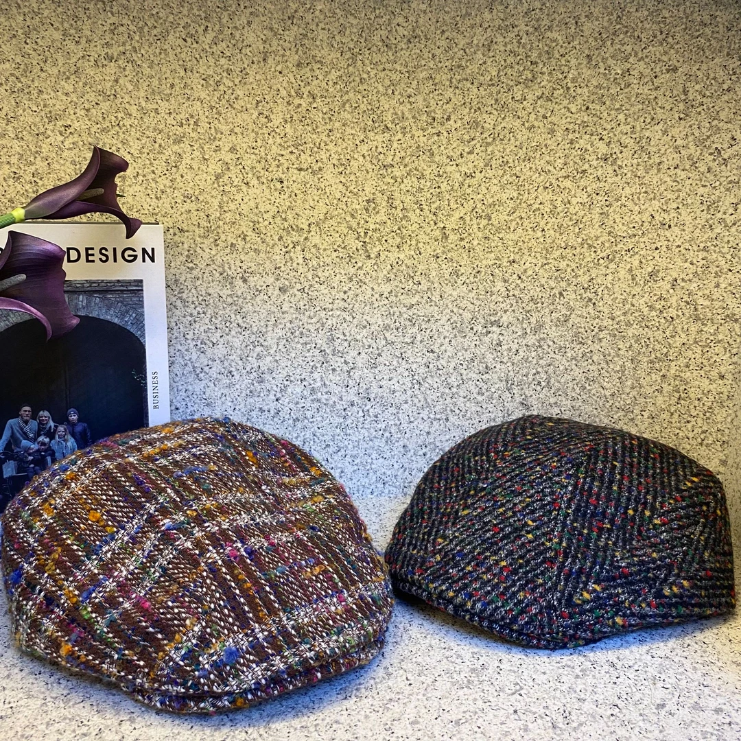 混彩编织秋冬前进帽文艺复古百搭韩版小香风鸭舌帽