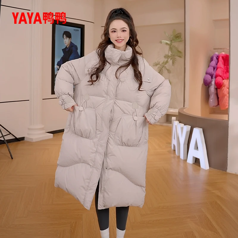 YAYA/鸭鸭2024年长款过膝加厚宽松冬季保暖羽绒服【YE3B631123L】